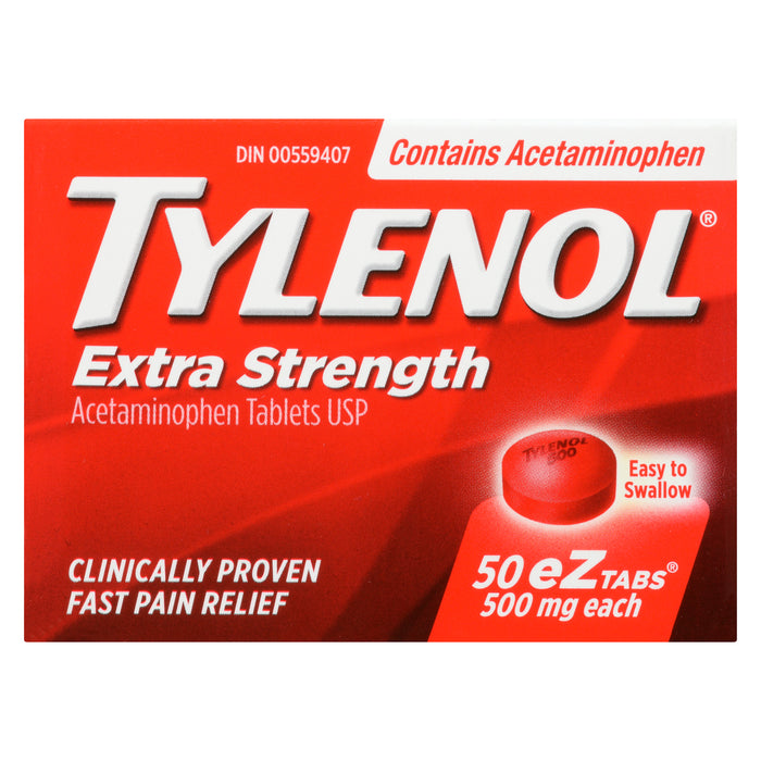 Tylenol Acetaminophen Tablets USP Extra Strength 500-mg eZtabs, 50-Pack