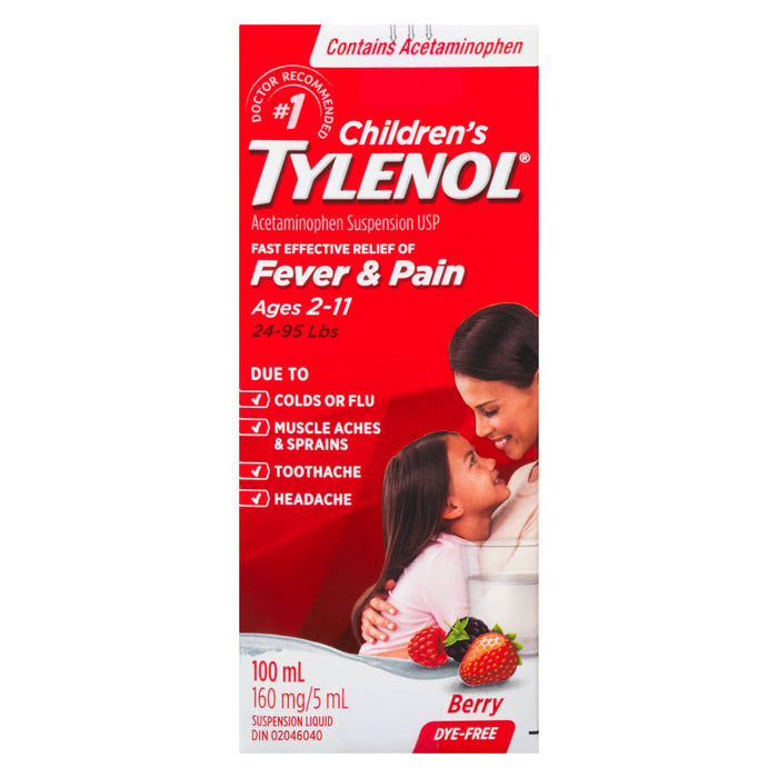 Tylenol Enfants Suspension Orale Petits Fruits 160 mg/5 ml 2 à 11 Ans, 100 ml