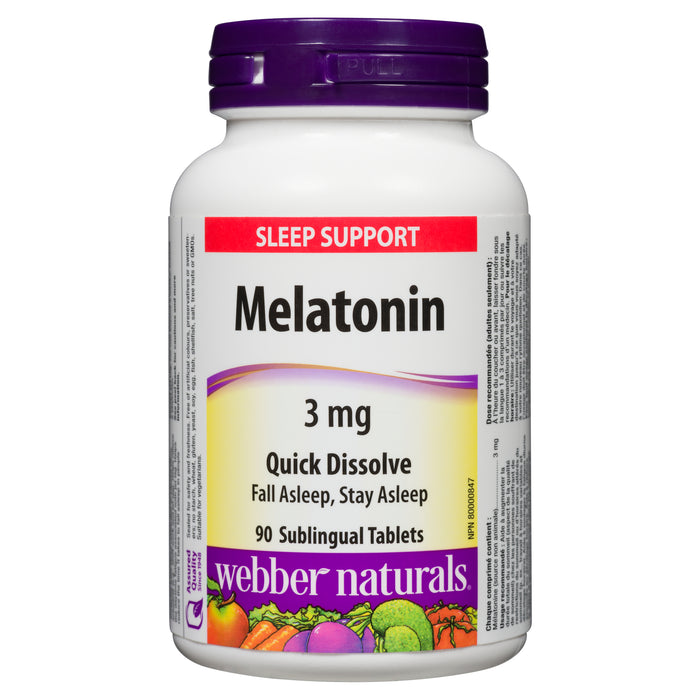 Webber Naturals Sleep Support Melatonin 3-mg Sublingual Tablets, 90-Pack