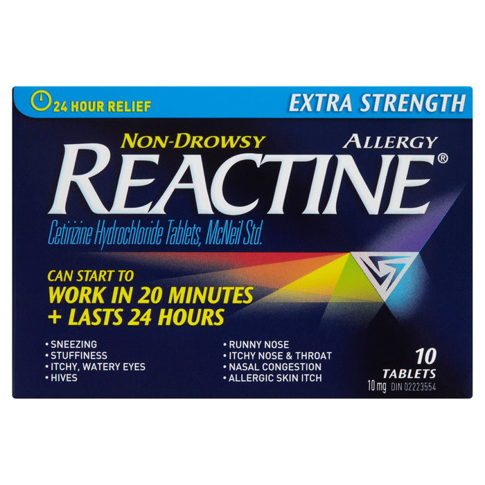 Reactine Allergies Extra Fort Comprimés, Emballage de 10