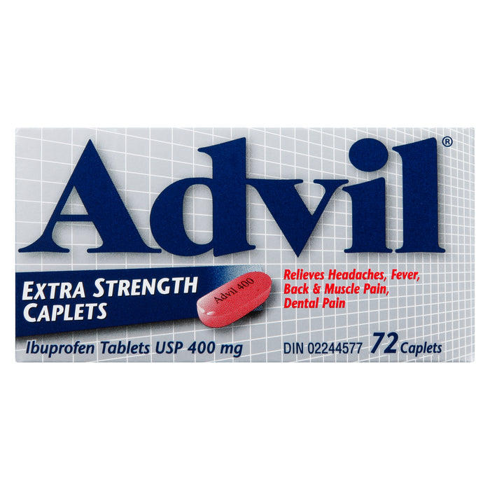 Advil Ibuprofen Tablets USP 400-mg Extra Strength Caplets, 72-Pack