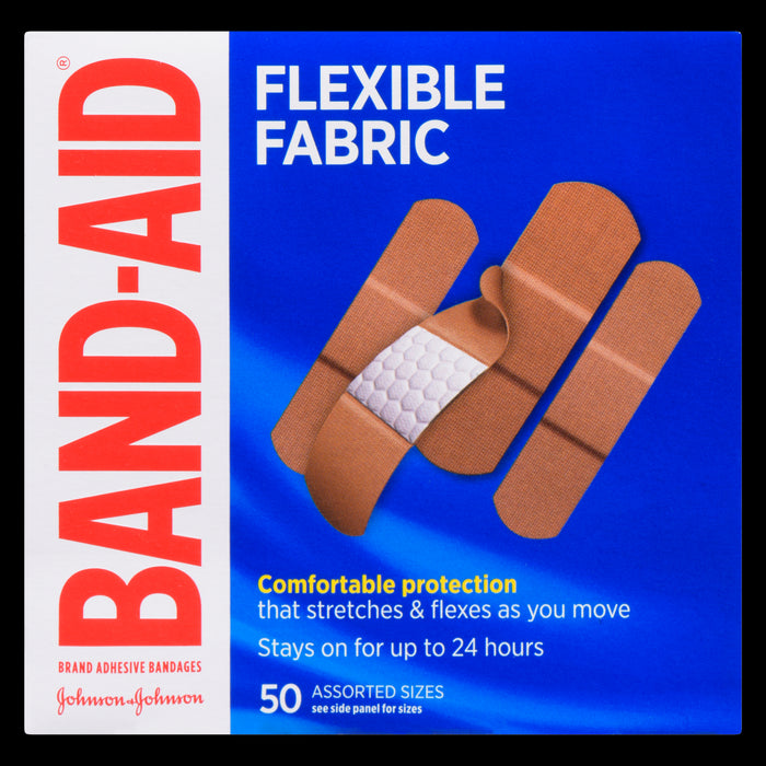 Band-Aid Brand Adhesive Bandages Flexible Fabric Assorted Sizes, 50-Pack
