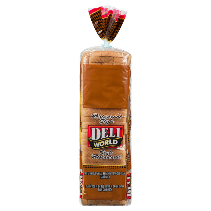 Deli World Restaurant Style 100% Whole Wheat Sandwich Bread with Whole Grain, 900-g