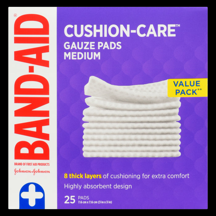 Band-Aid Cushion-Care Gauze Medium Pads, 25-Pack