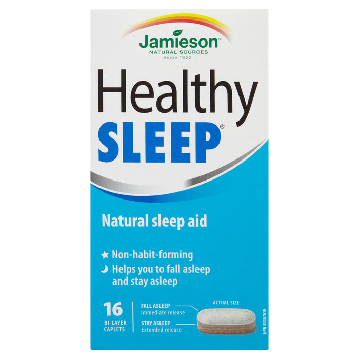 Jamieson Sommeil Santé Aide-Sommeil Naturel Caplets Bicouches, Emballage de 16