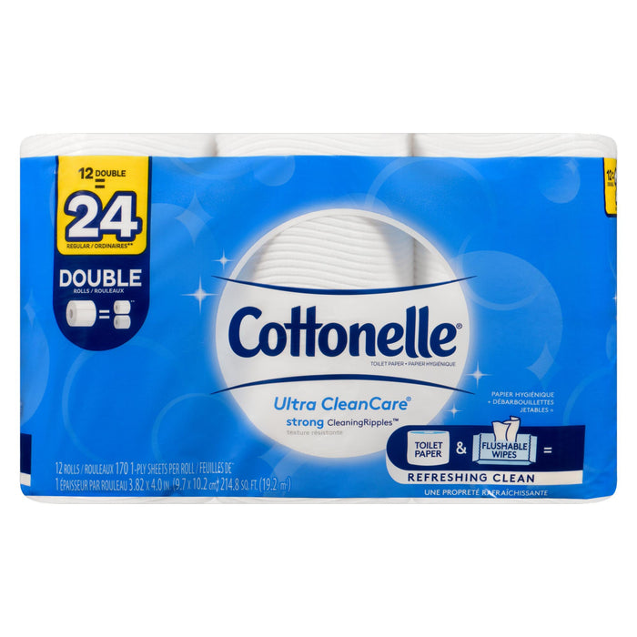 Cottonelle Ultra CleanCare Papier Hygiénique, Emballage de 12