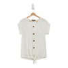 lily morgan Women's Plus Eyelet Tie Front Top - 1X-3X