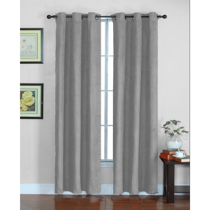 Rideau en faux suède gris silex HomeStyles. gris,  37 po x 84 po