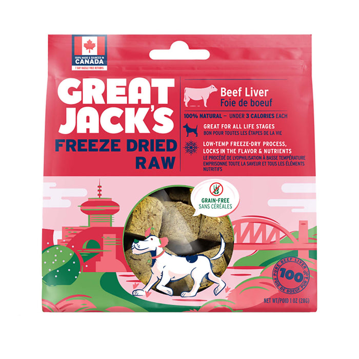 Gâteries pour chien au foie de boeuf lyophilisé Great Jack's - 28 g