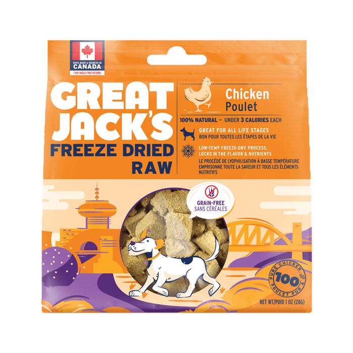 Gâteries pour chien poulet lyophilisé Great Jack's - 28 g