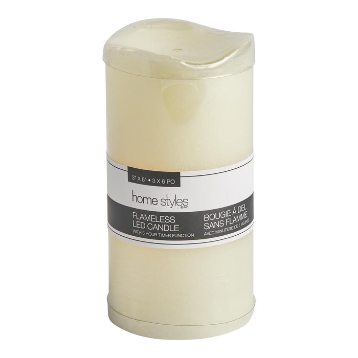 Bougie cylindrique à DEL sans flamme HomeStyles, ivoire