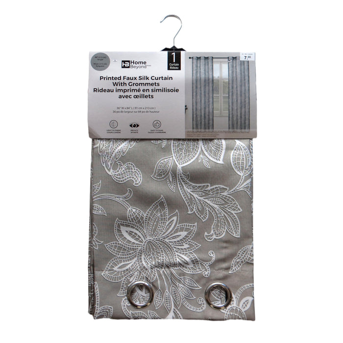 Rideau imprimé en polyester imitation soie avec oeillets Home Beyond - 84 po