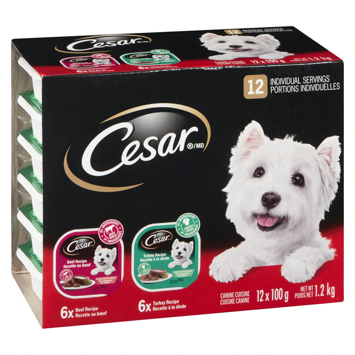 Nourriture humide pour chiens à la dinde et au boeuf de Cesar - Ensemble de 12 - 2,6 lb