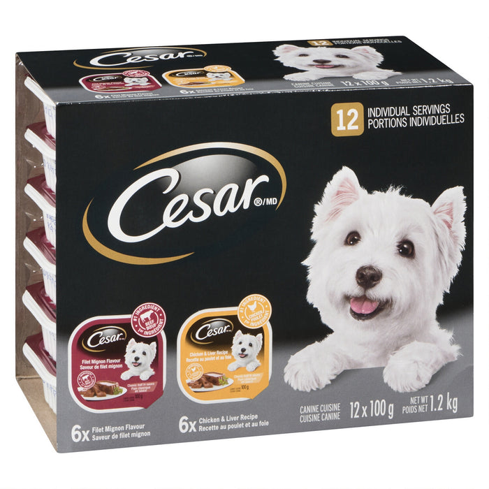 Cesar Chicken and Filet Mignon Wet Dog Food, 2.6-lb, 12-Pack
