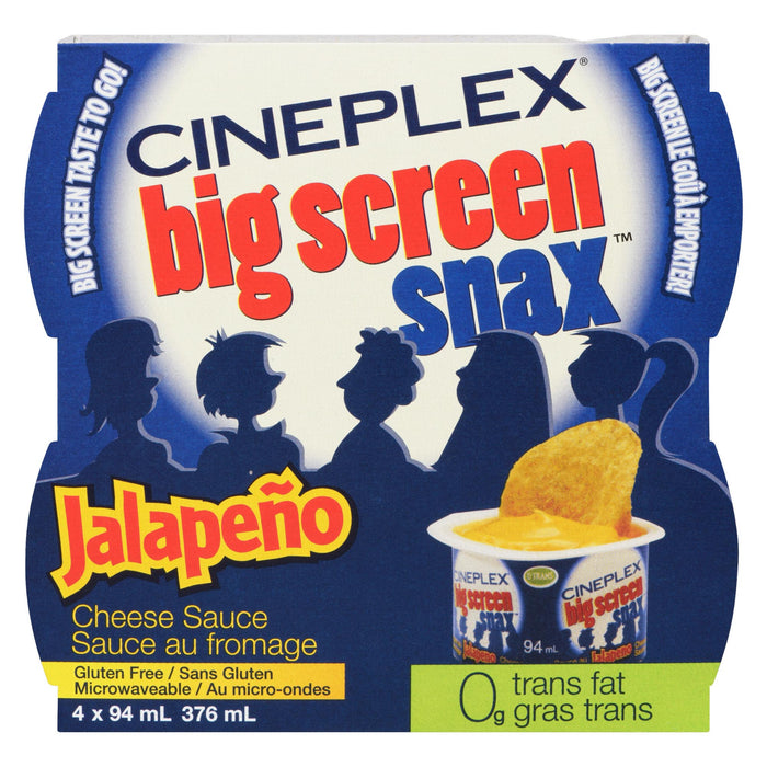 Cineplex Big Screen Snax Sauce au Fromage Jalapeño, Emballage de 4, 94 ml