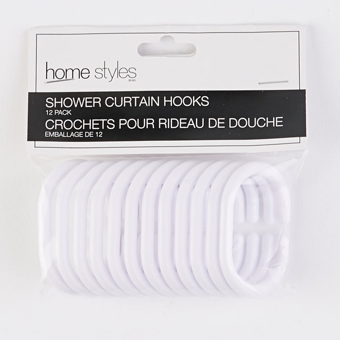 HomeStyles Shower C-Hooks, White, 12-Pack