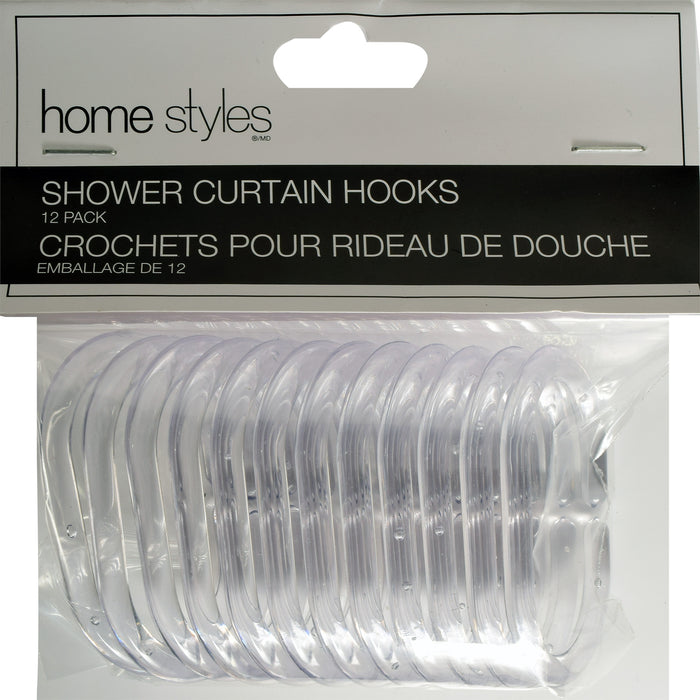 HomeStyles Shower C-Hooks, Clear, 12-Pack