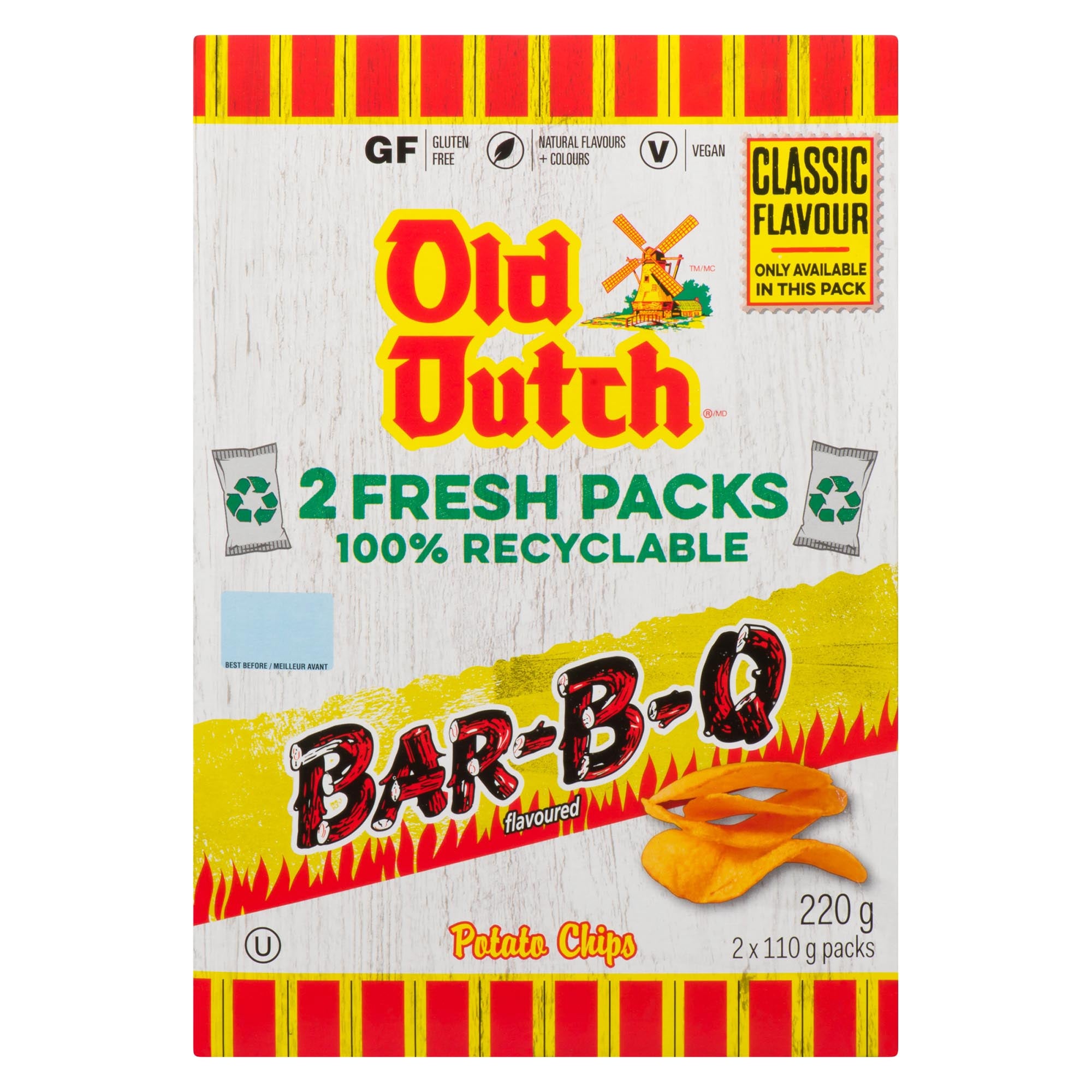 Old Dutch BarBQ Flavoured Potato Chips, 2Pack, 110g Giant Tiger
