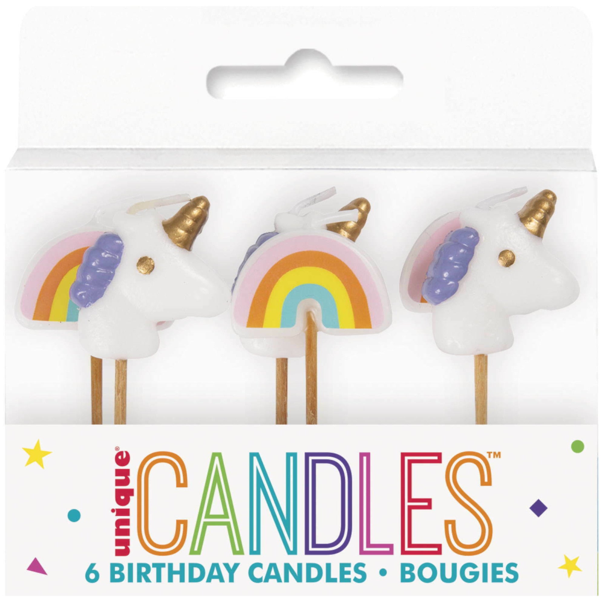 Unique Unicorn Rainbow Candles, Multicolour, 6Pack Giant Tiger