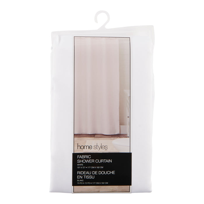 Rideau de douche en tissu HomeStyles, blanc - 70 po x 72 po