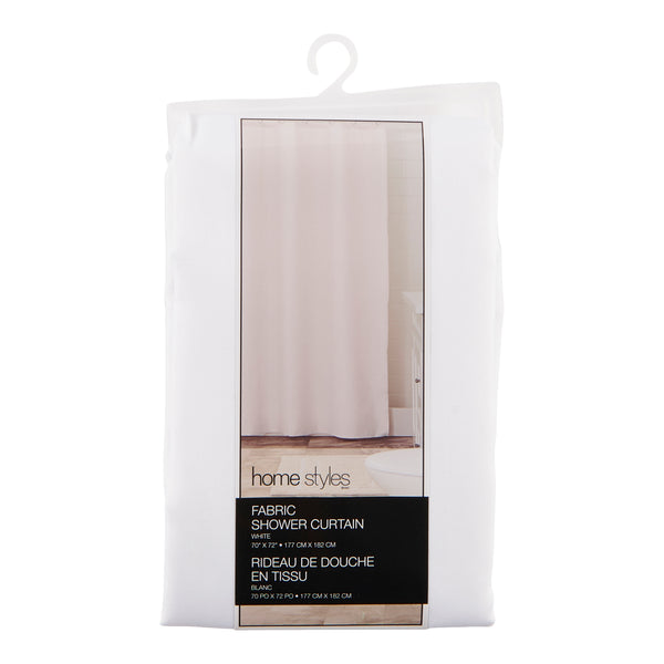 Rideau De Douche Extra Long 133x220 Cm - Tissu Polyester Imperméable Anti-moisissure - Blanc - Avec 12 Crochets - 13
