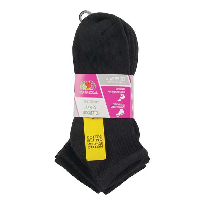 Socquettes noires pour femmes, emb. de 4 - 4 à 10