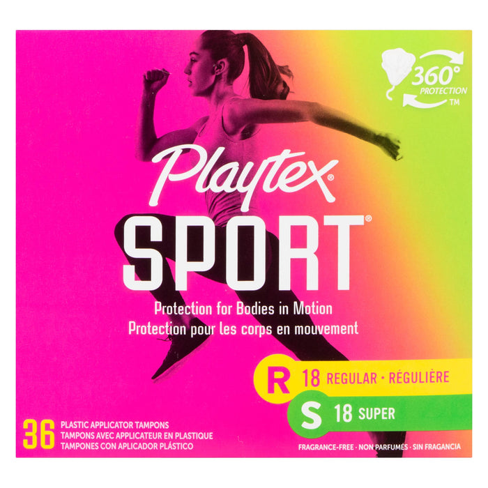 Playtex Sport Plastic Applicator Tampons, 36-Pack
