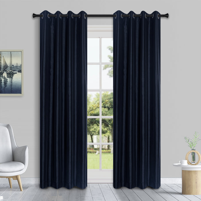 HomeStyles Faux Silk Curtain with Grommets, Navy, 52-in x 84-in.