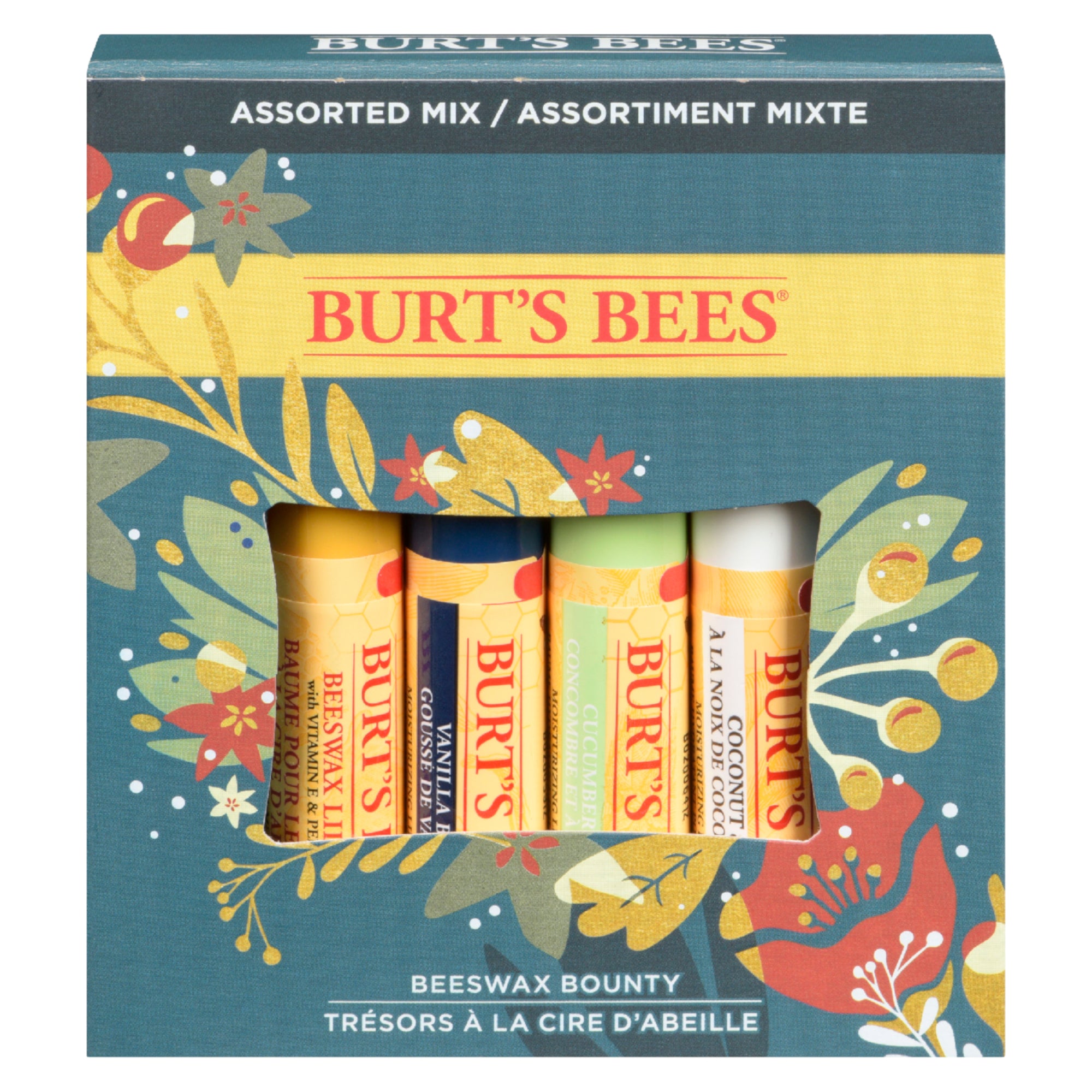 Burt's Bees Beeswax Lippenpflege-Set – 4er Mix Für Damen & Herren, Mit Vanille & Frucht-Extrakten