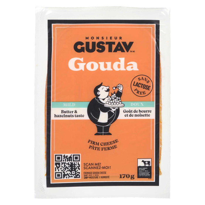 Monsieur Gustav Fromage Gouda Doux Goût de Beurre et de Noisette 31% M.G., 170 g