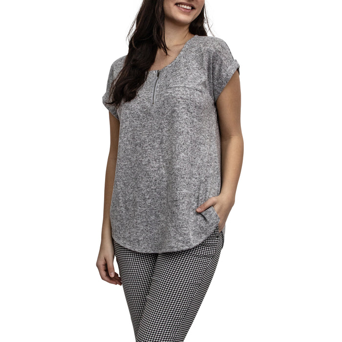 lily morgan Women's Zip Front Sweater Knit Top