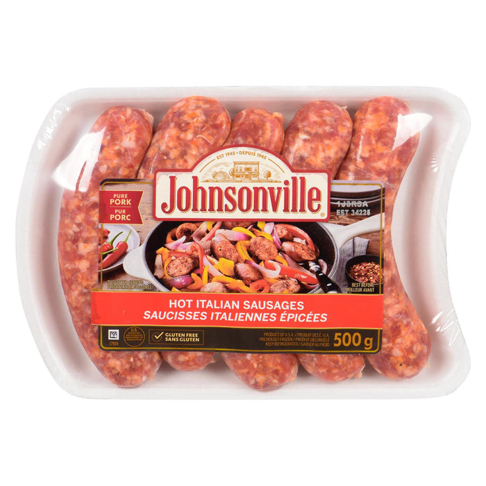 Johnsonville Pure Pork Hot Italian Sausages, 500-g