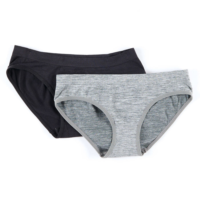 Culottes sans couture BELLA & BIRDIE pour filles, très grand, noir et gris - emballage de 2