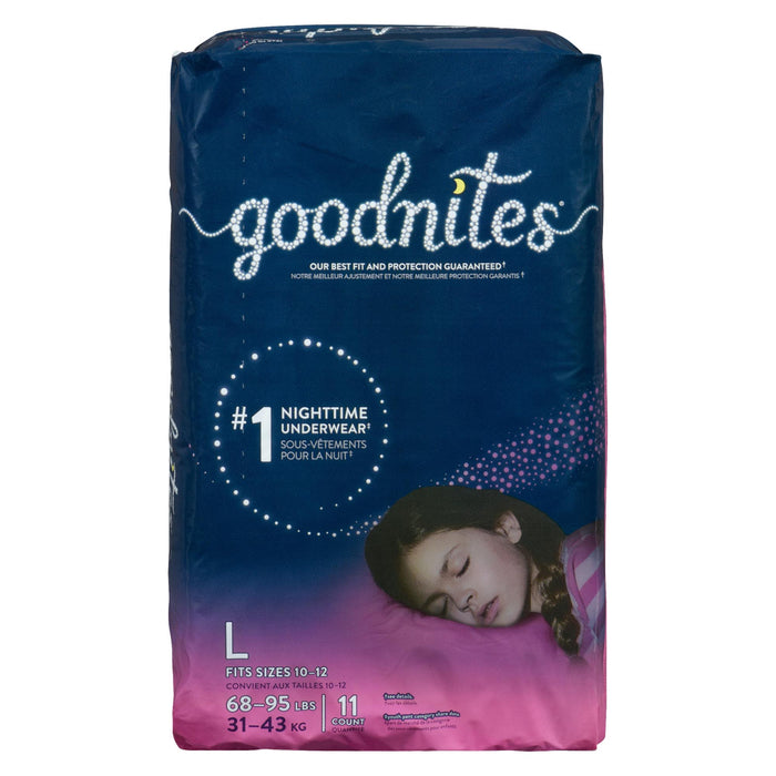 Goodnites Sous-Vêtements pour la Nuit Filles L 31-43 kg, Emballage de 11