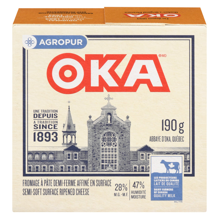 Fromage affiné à pâte mi-ferme d'OKA, 28 % M. G., 190 g