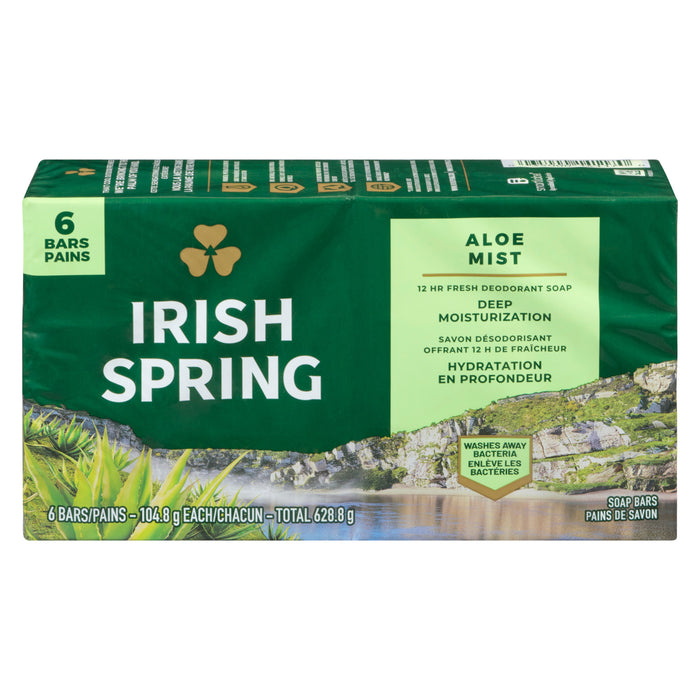 Irish Spring Aloe Mist Soap Bars, 6-Pack, 104.8-g