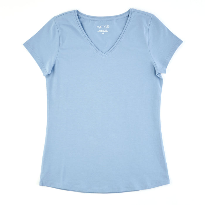 T-shirt extensible à col en V mySTYLE pour femmes