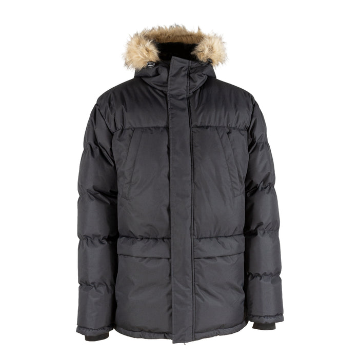 Parka d'hiver à capuchon orné de similifourrure à motif nordique Mountain Ridge pour hommes