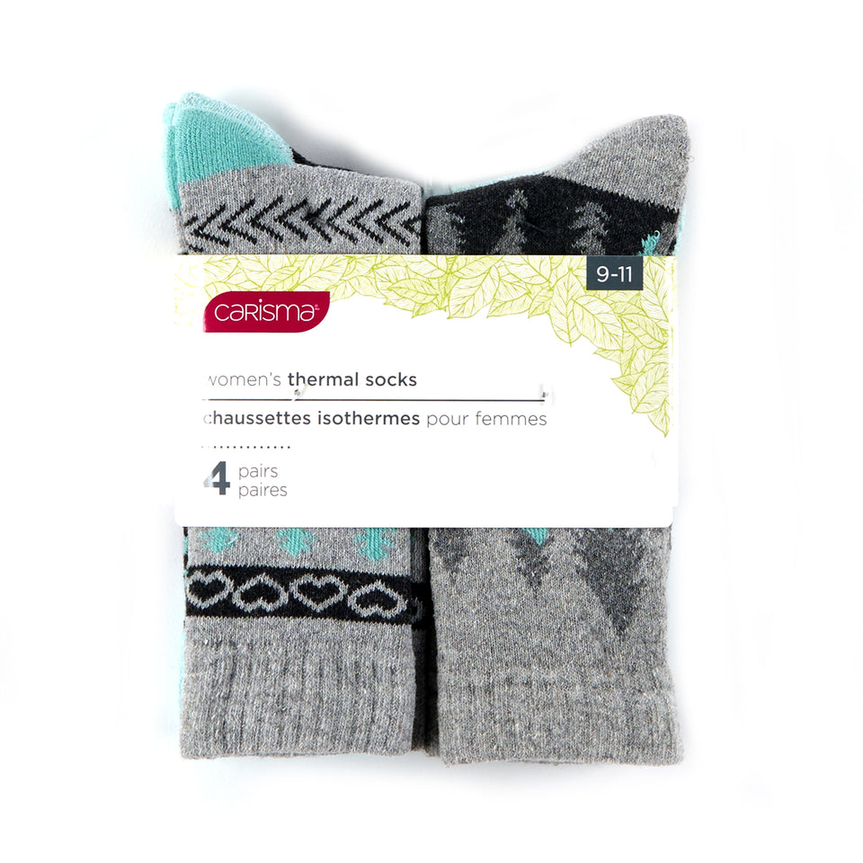 Lot De 4 Paires Chaussettes Thermiques Pour Fille Avec Picots ABS Antidérapants - 80% Coton, Confortables Et Chaudes