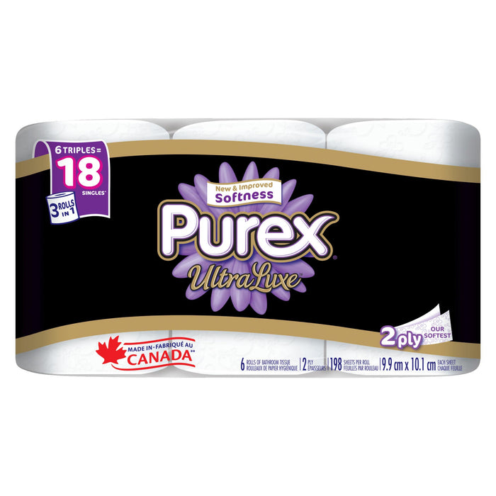 Purex Ultraluxe 2 Ply Bathroom Tissue, 6-Pack