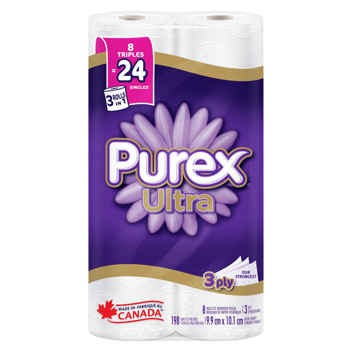 Purex Ultra 3 épaisseurs Rouleaux de Papier Hygiénique, emb de 8