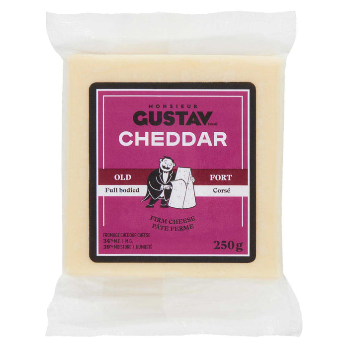 Monsieur Gustav Fromage Cheddar Blanc Fort 34% M.G., 250 g