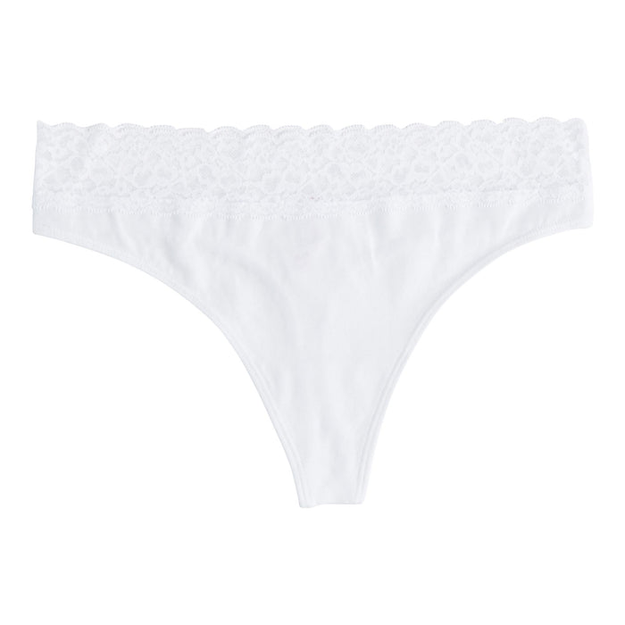 Tanga en dentelle de coton Carisma pour femmes, blanc
