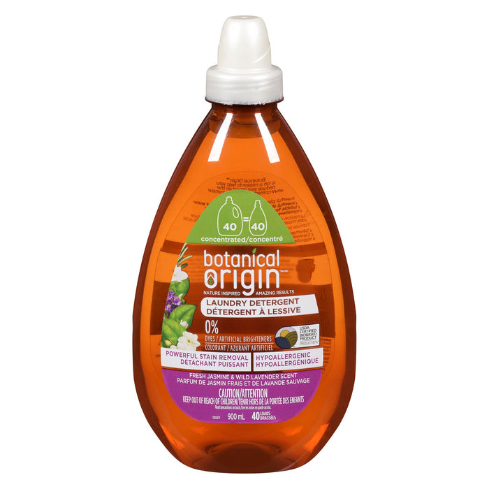 Botanical Origin Détergent à Lessive Parfum de Jasmin Frais et de Lavande Sauvage Brassées 900 ml, Emballage de 40