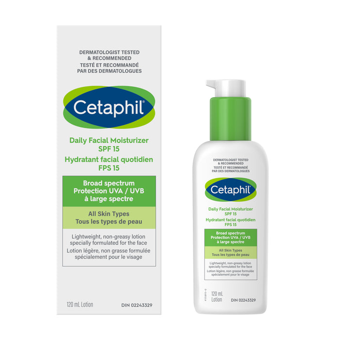 Hydratant quotidien FPS 15 pour le visage de Cetaphil, 120 ml