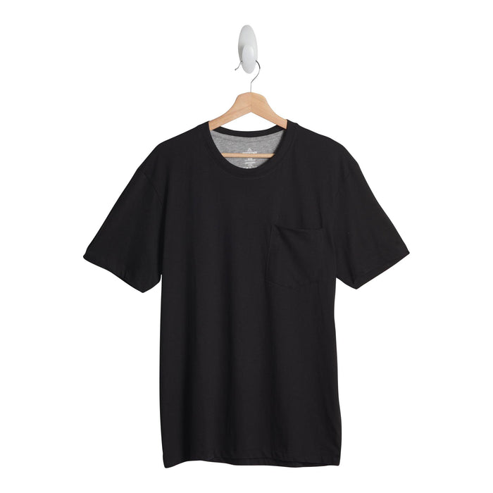 T-shirt à manches courtes et col rond taille forte Mountain Ridge pour homme avec poche poitrine, noir