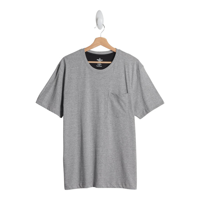 Mountain Ridge Men's Big Guy Short Sleeve Crew Neck T-Shirt with Chest Pocket, Grey