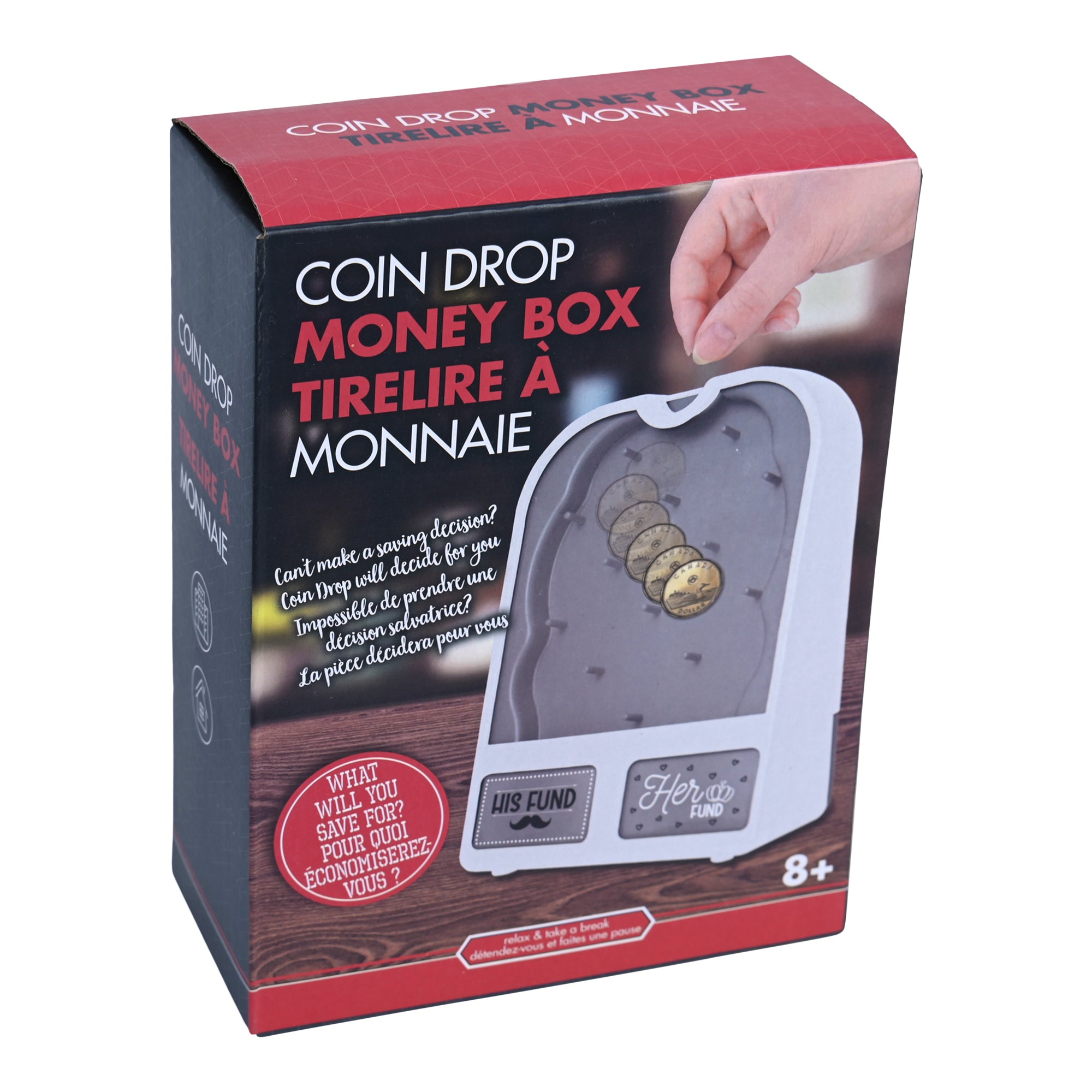 Coin Drop Money Box, White and Black Giant Tiger