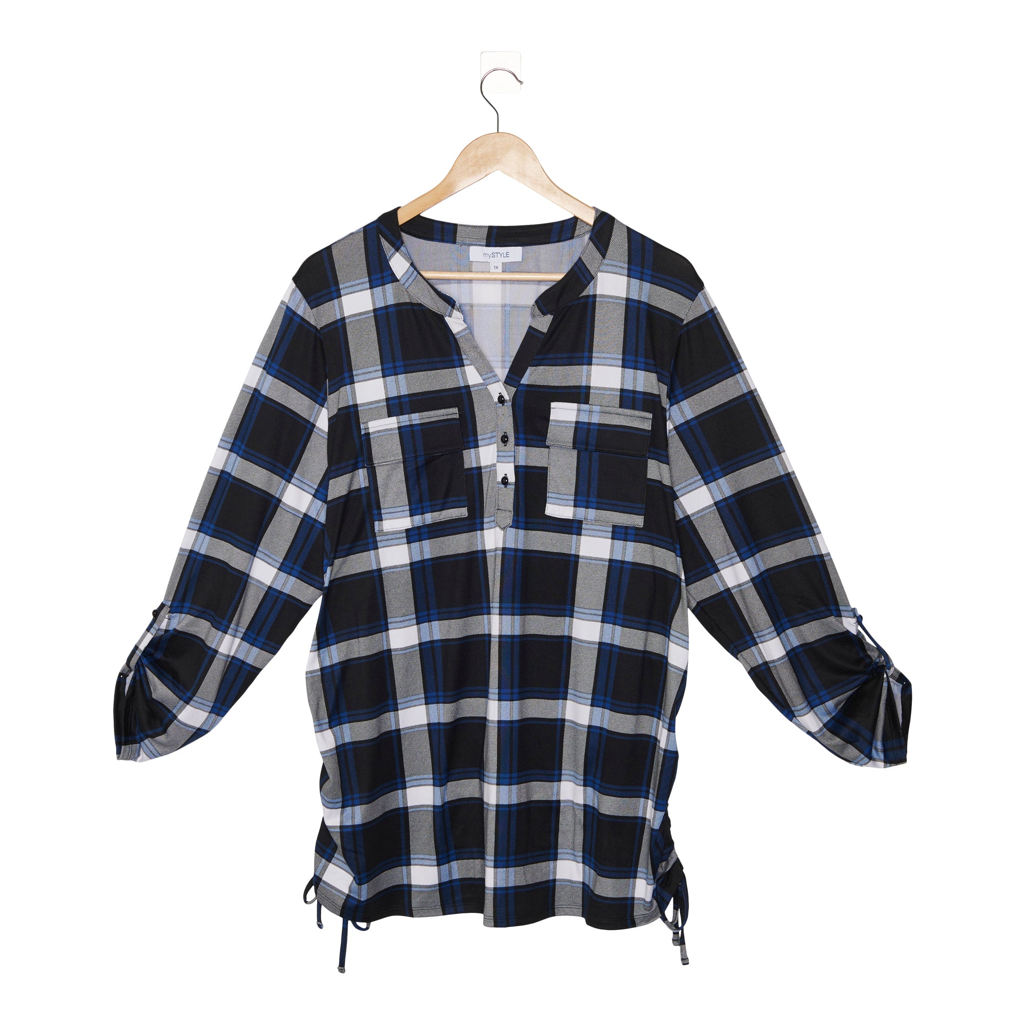 mySTYLE Women's Plus Side Ruch Printed Top – Giant Tiger