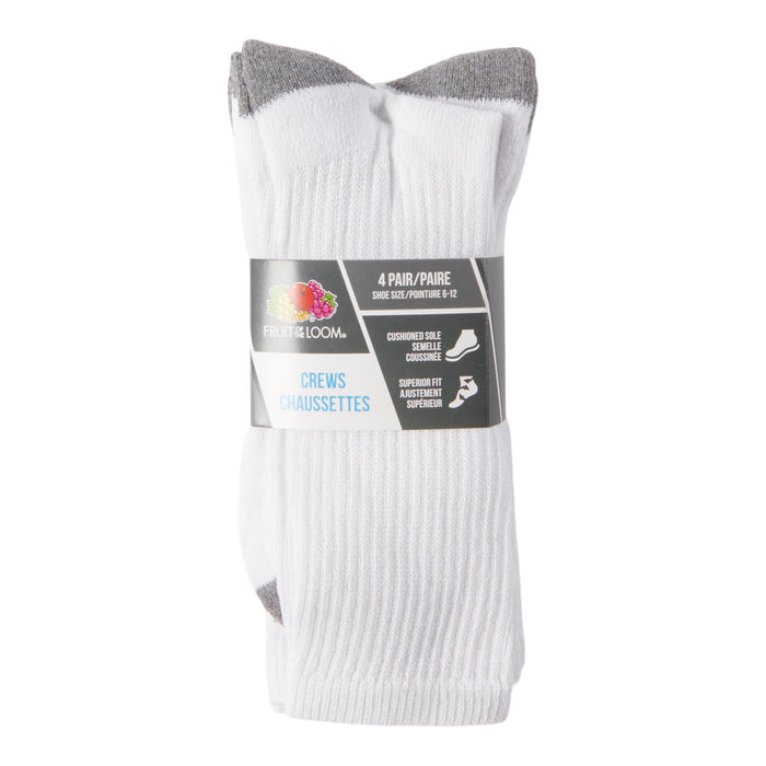 Mi-chaussette Fruit of the Loom pour hommes, blanc - emb. de 4